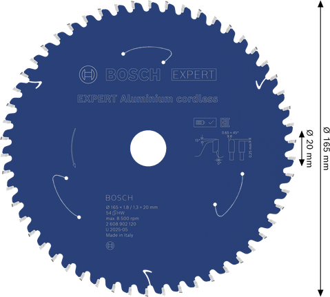 Bosch EXPERT alumiiniumist akuga ringsae tera, läbimõõt 165 mm.